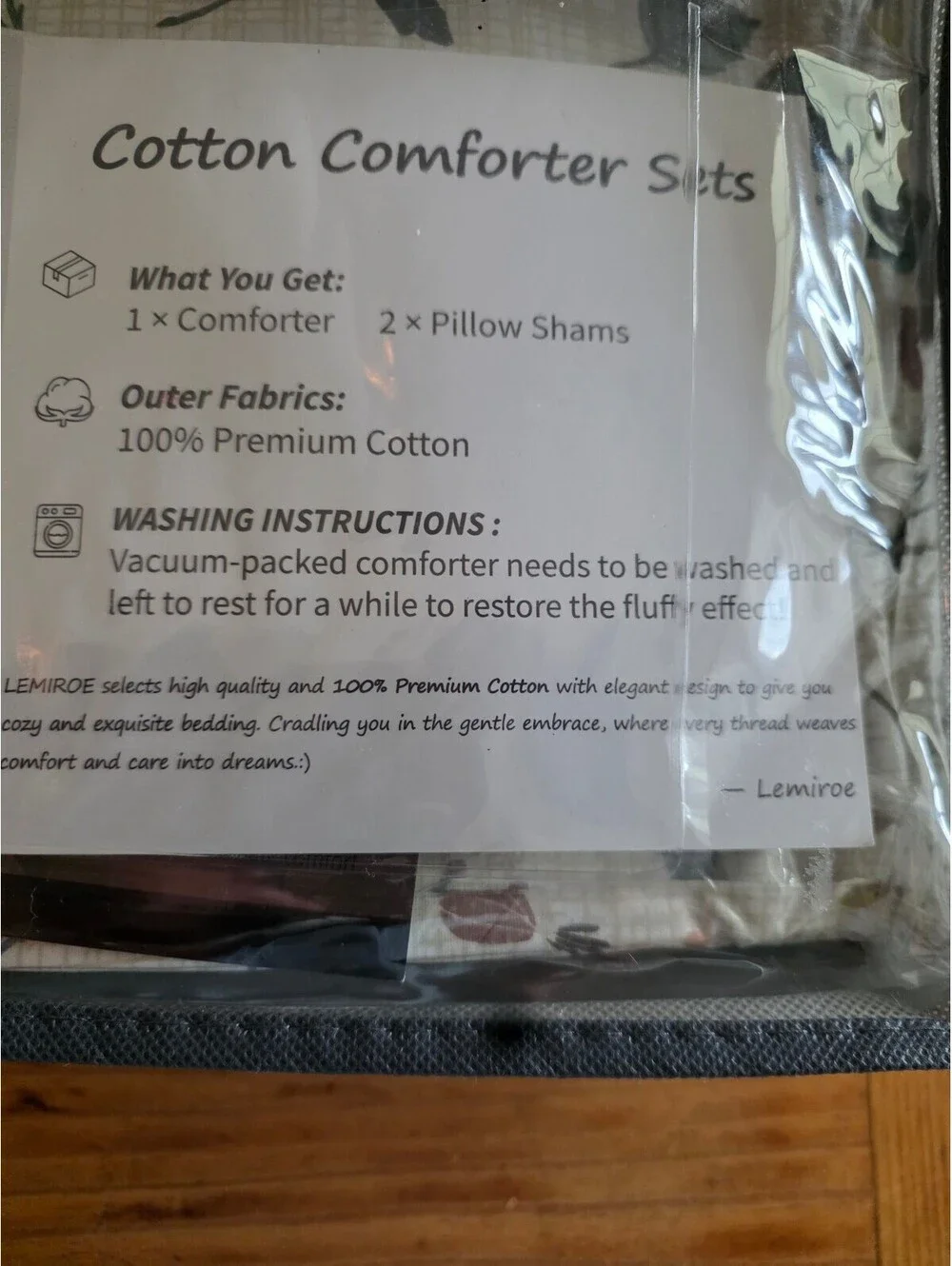 Lemiroe Cotton Comforter Set with Pillow Shams, Floral Design, 100% P